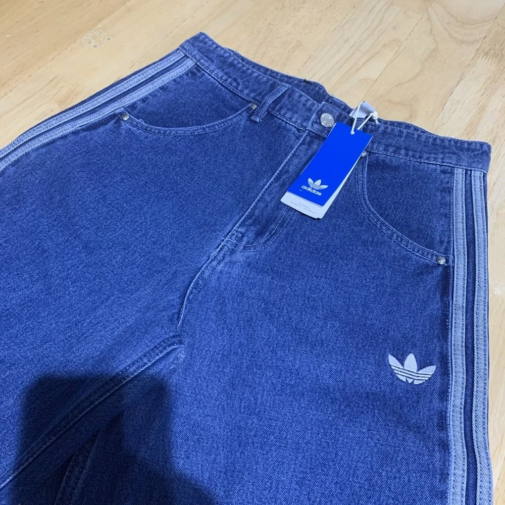 Adidas Originals Adicolor Firebird Denim Shorts Medium Blue JC6235 Mens Size 30